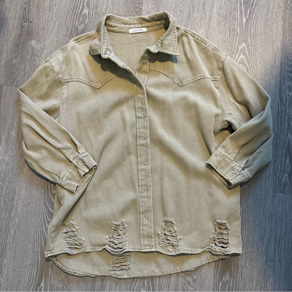 NWOT 12th Tribe Distressed Button up